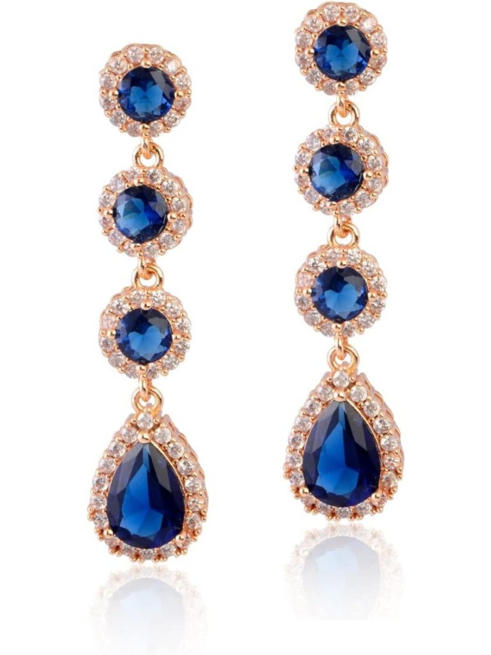 Elegant Cubic Zirconia Bridal Earrings - Long Crystal Chandelier Dangle for